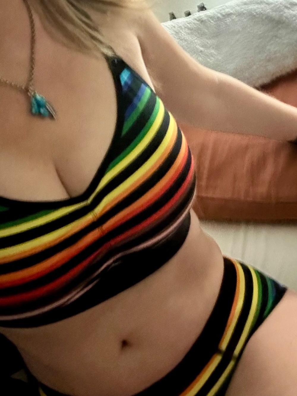 TOMBOYX striped rainbow bra NWT S